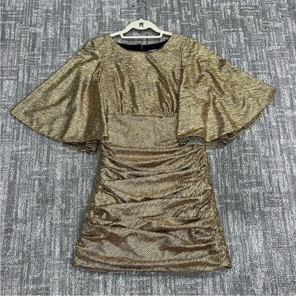 Shona Joy Metallic Gold Mini Dress - Picture 1 of 10